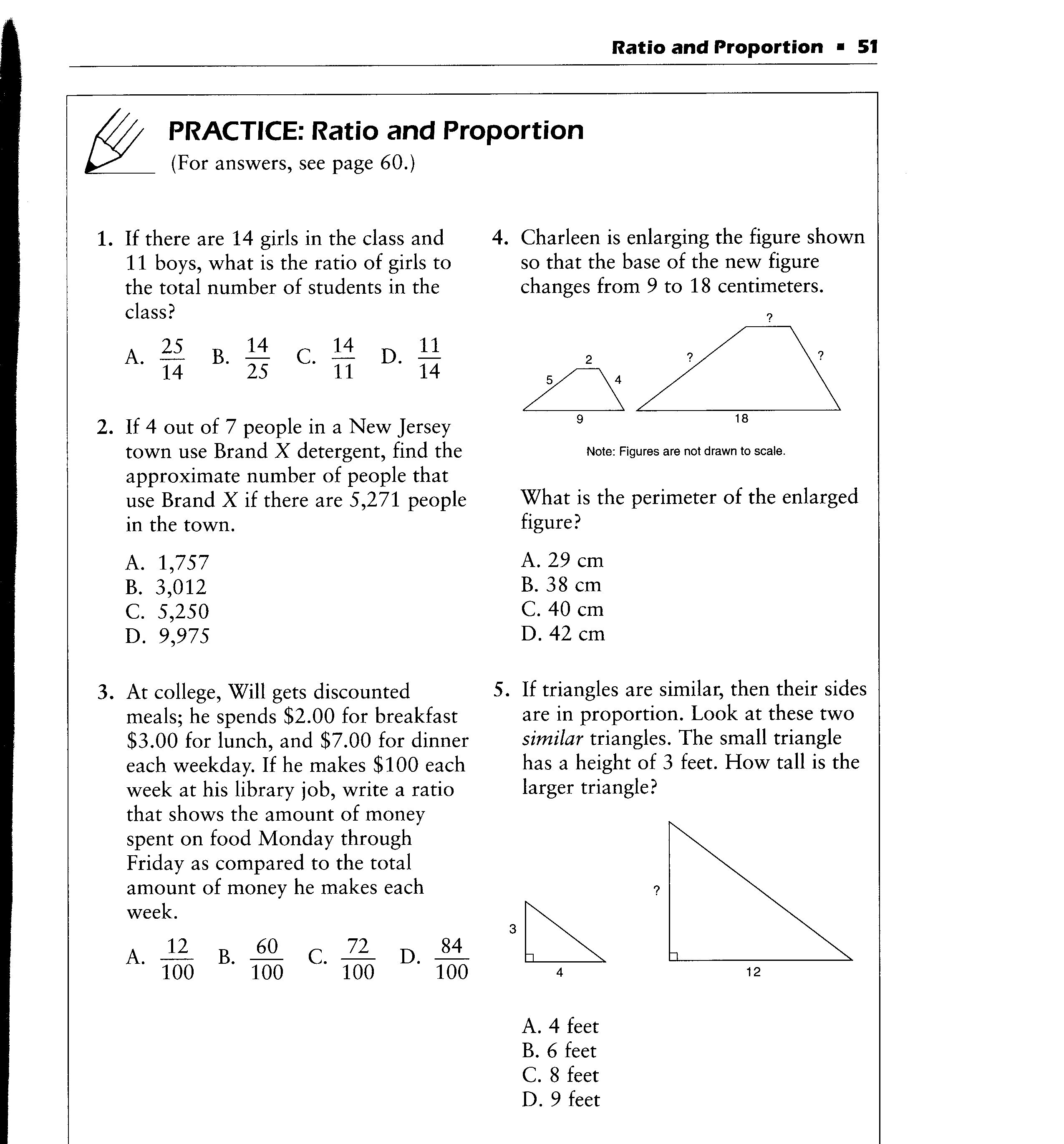 Ciriello / Ratios and Proportions NJASK 8 Practice